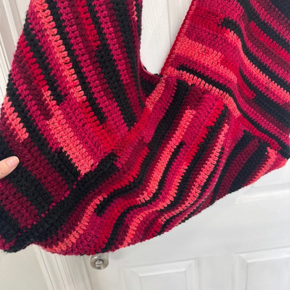 Giant‎ Hobo Hand Knit Stripe Bag Single Shoulder Strap Stretch Large Purse Tote